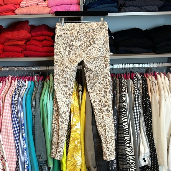 Cache brown/tan/white jacquard skinny pants size 0 - Picture 3 of 3
